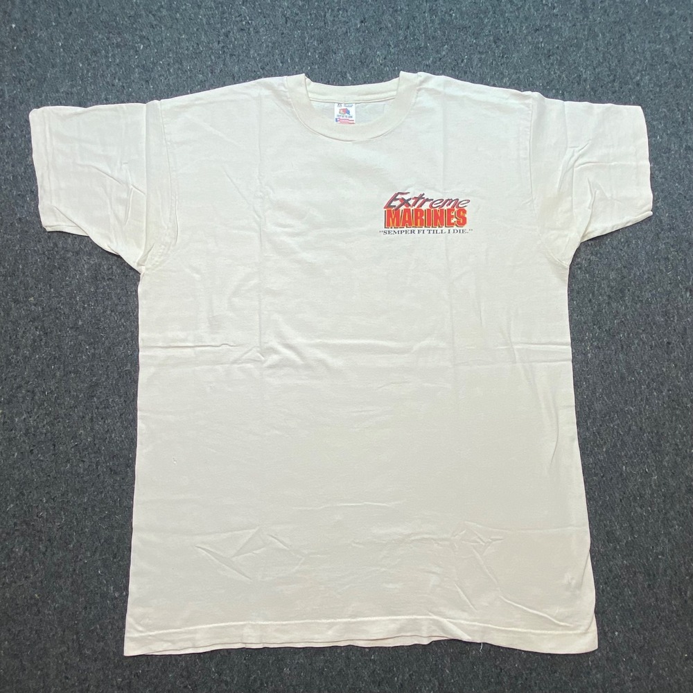Extreme Marines USMC T Shirt XL Mens White Vintage 90s Semper Fi‎ Single Stitch